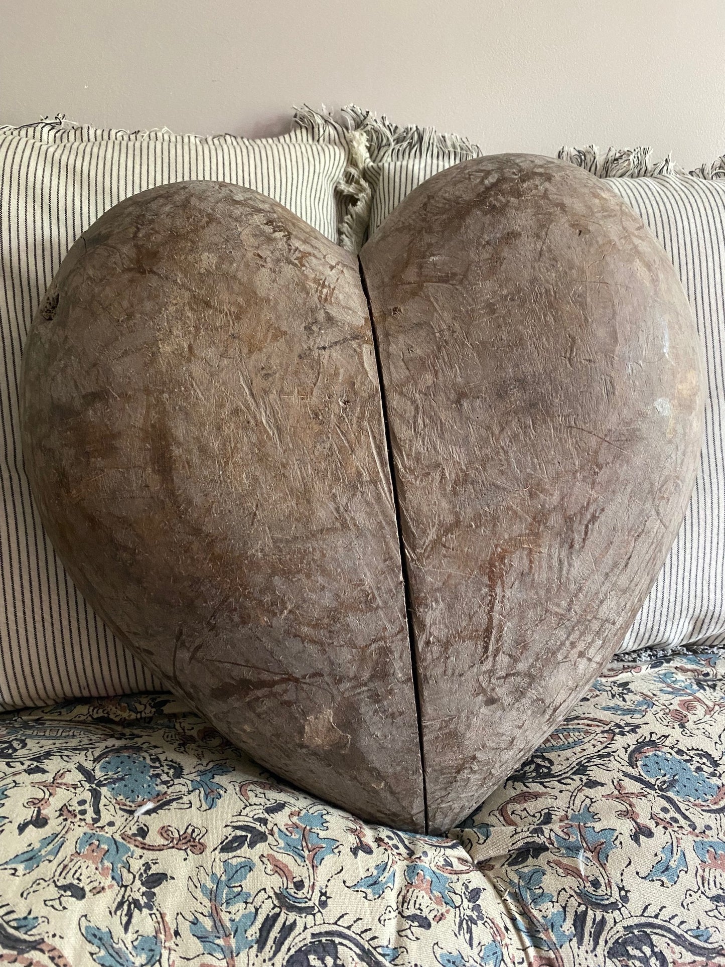 French Wooden Papier Mache Heart Mould 1890 - 1920