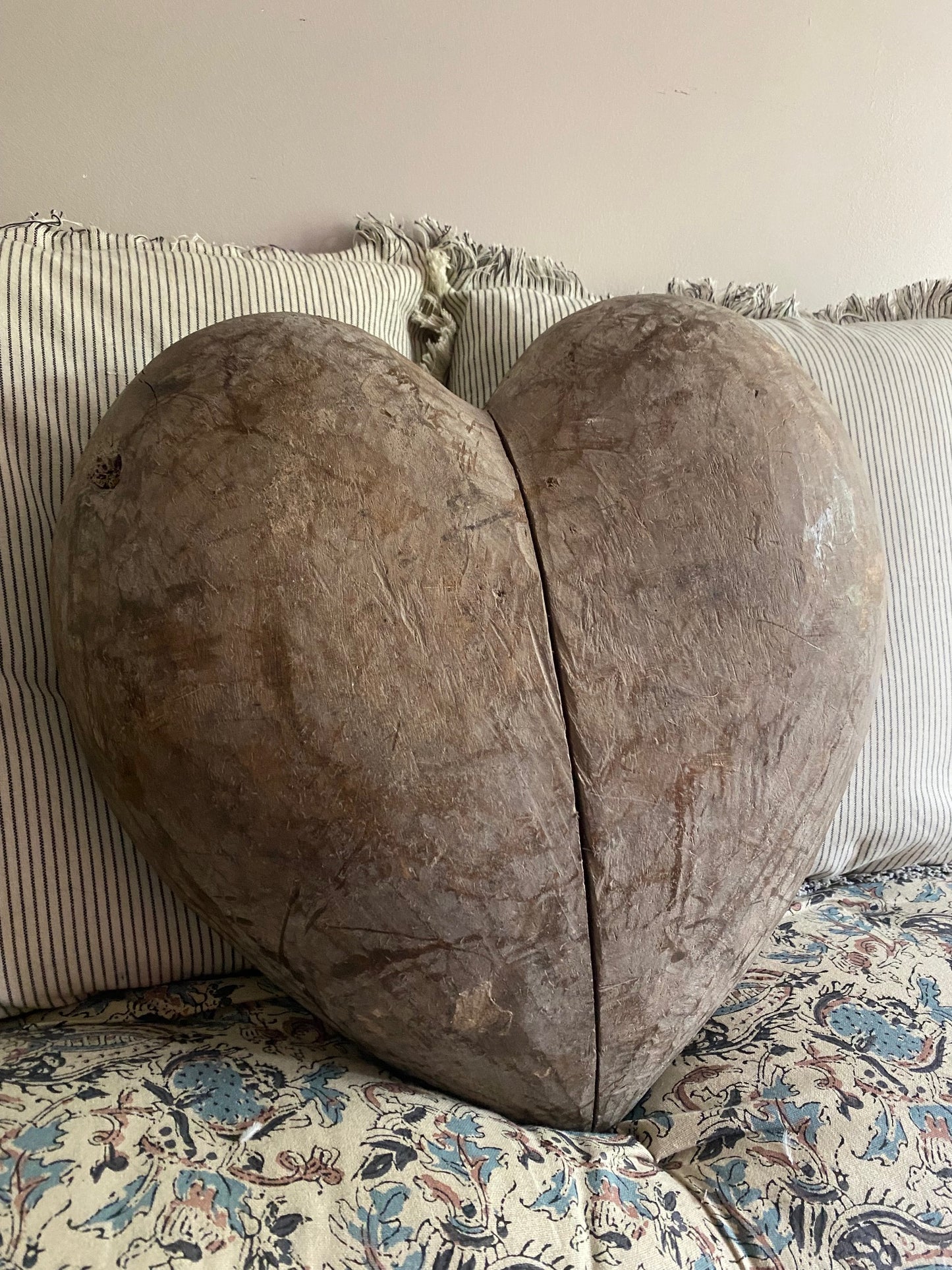French Wooden Papier Mache Heart Mould 1890 - 1920