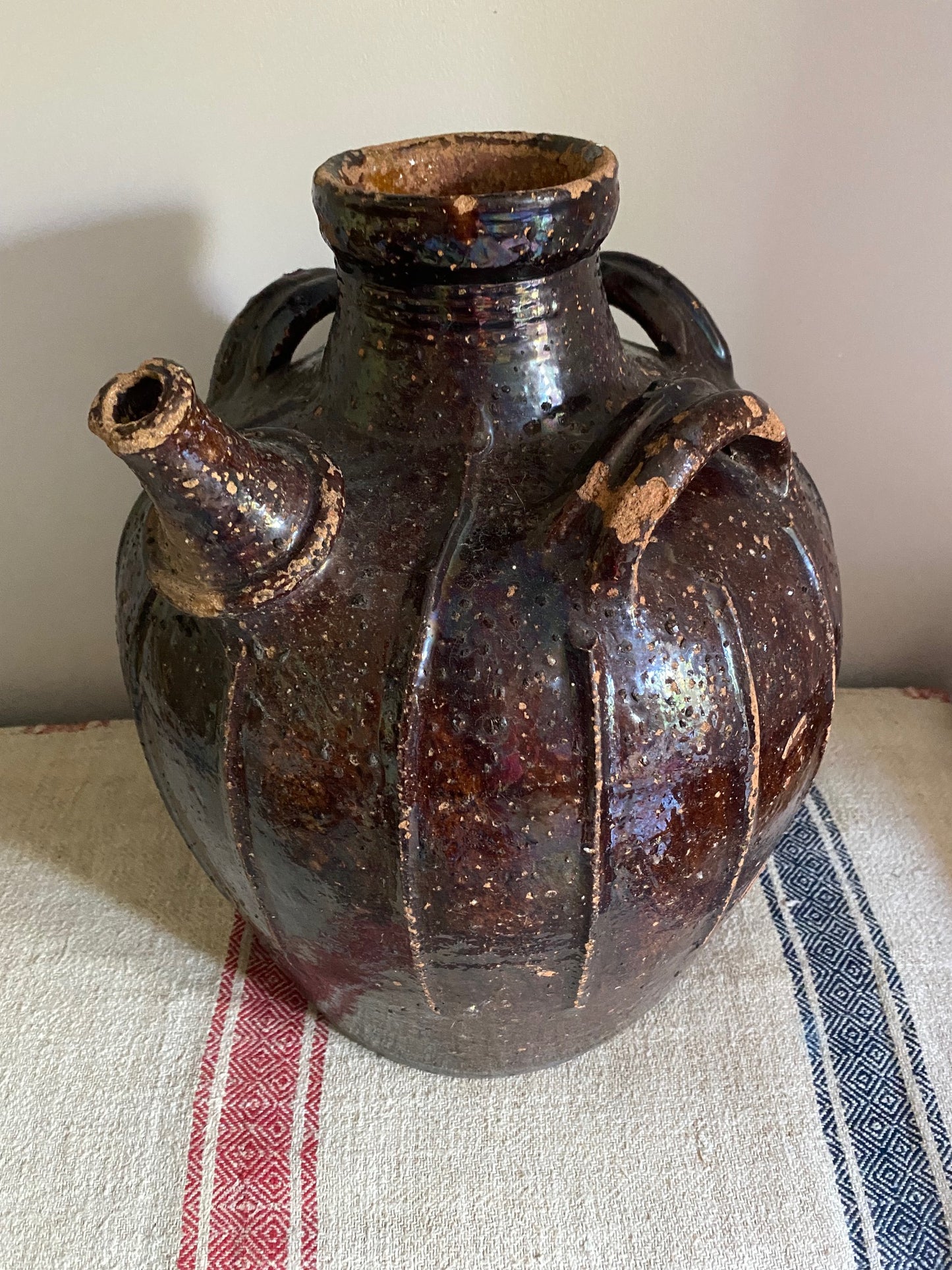 Large French Walnut Oil Jug