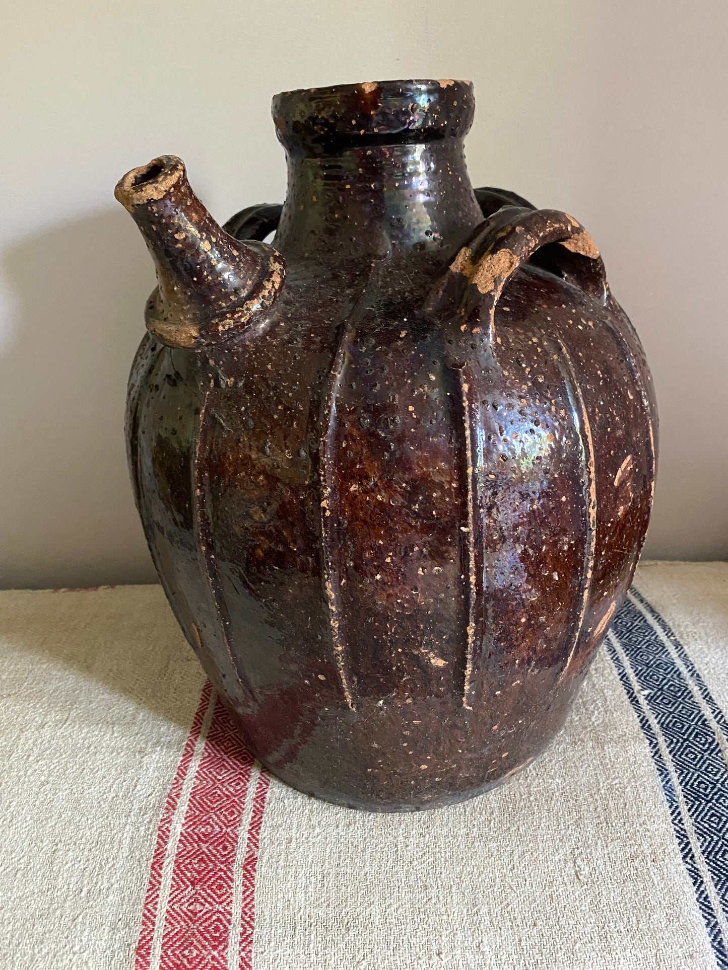 Large French Walnut Oil Jug