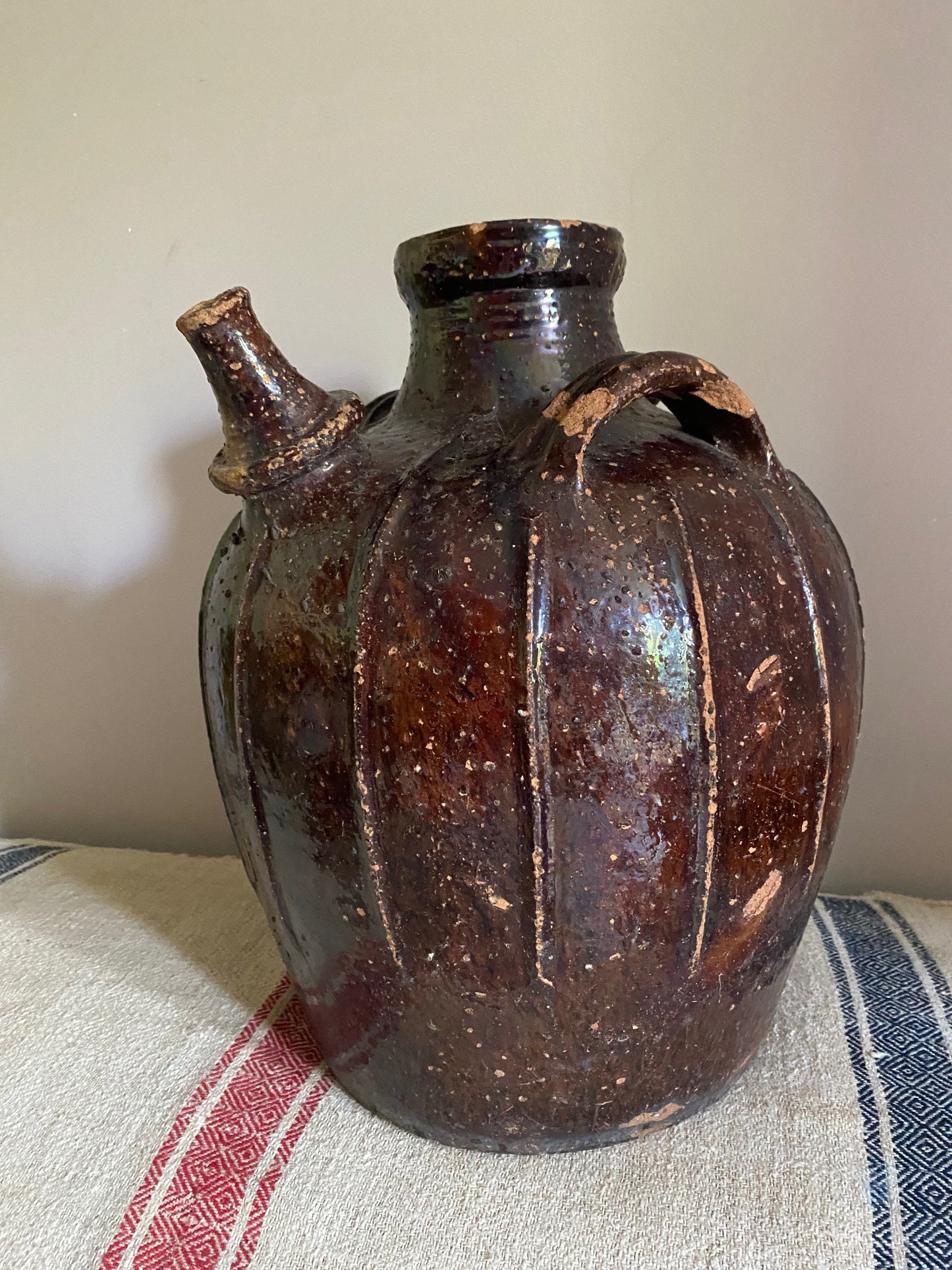 Large French Walnut Oil Jug