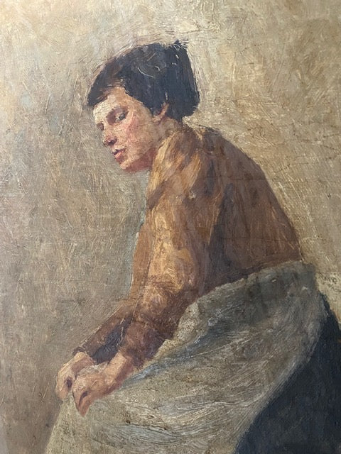 Belgian Artist S. Favette 1912 - Portrait of a Maid Oil Painting