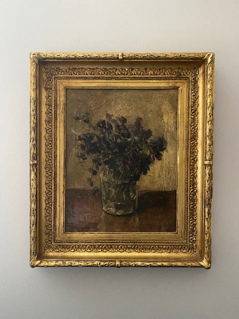 Antique Floral Oil Painting in Beautiful Gilt Frame