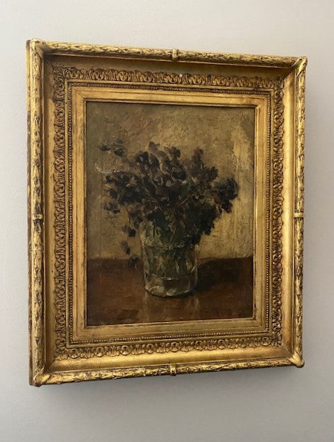 Antique Floral Oil Painting in Beautiful Gilt Frame