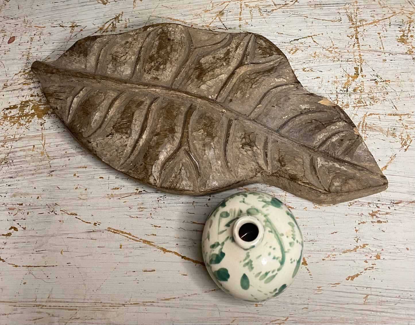 Antique Wooden Decorative Leaf