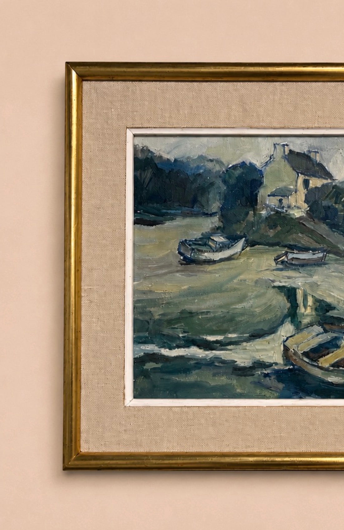 Boats Ashore Oil Painting