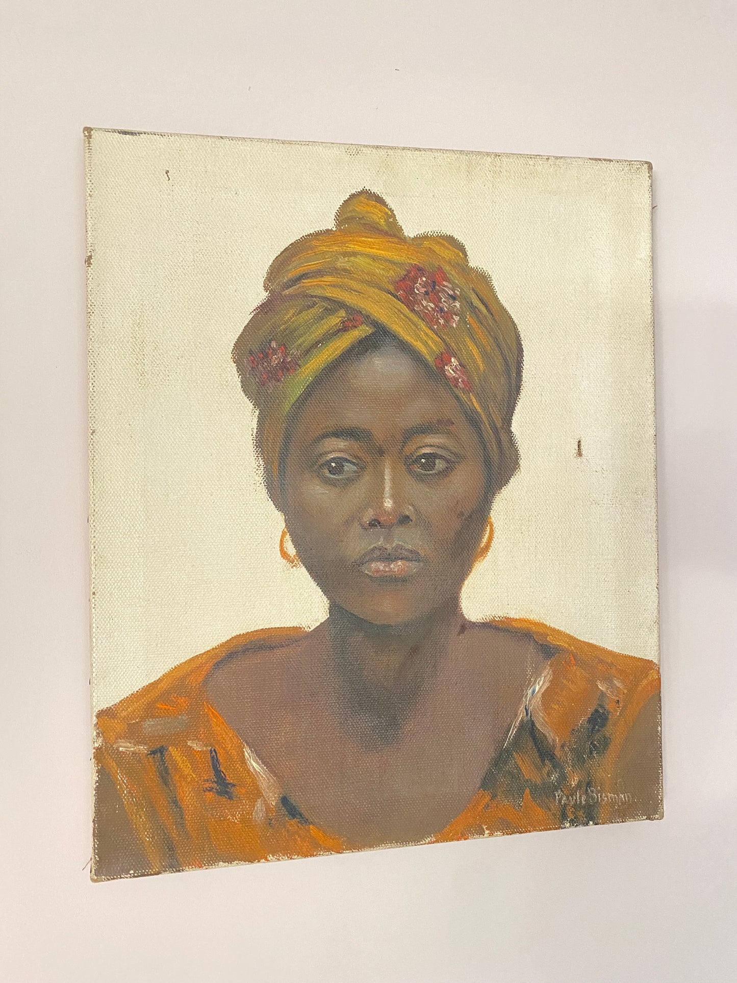 Paule Bisman African Portrait Oil on Canvas