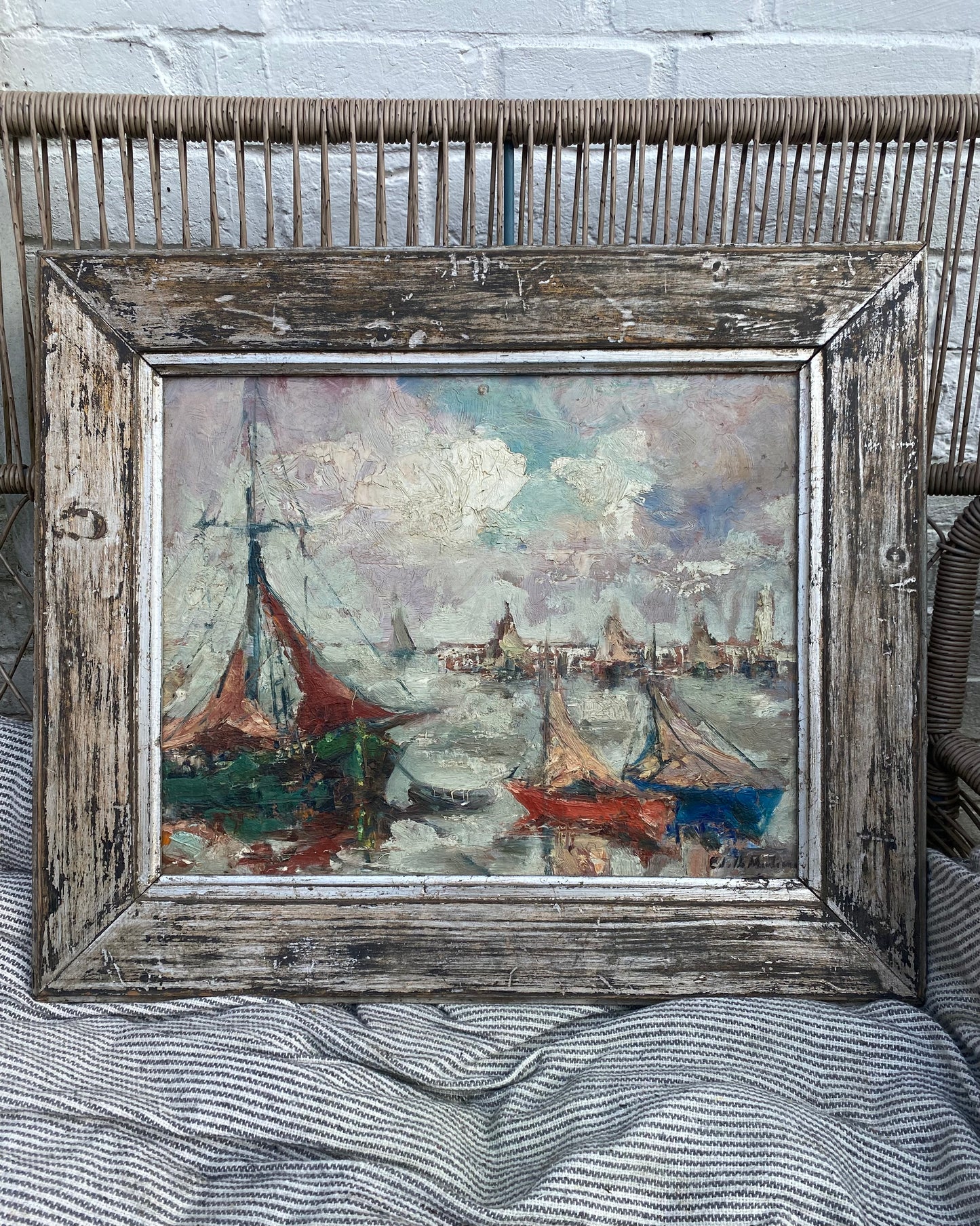 Boats in the Harbour Oil Painting