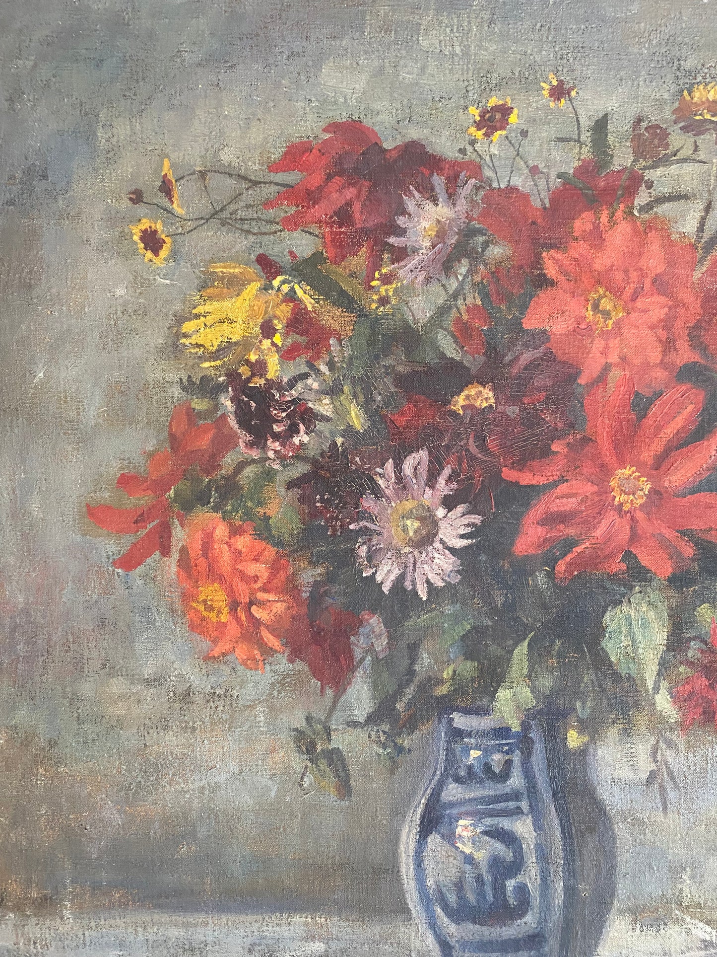 Flowers on the Table Oil Painting on Canvas