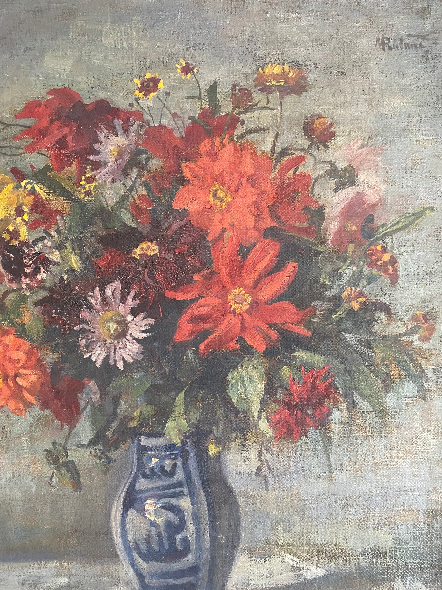 Flowers on the Table Oil Painting on Canvas