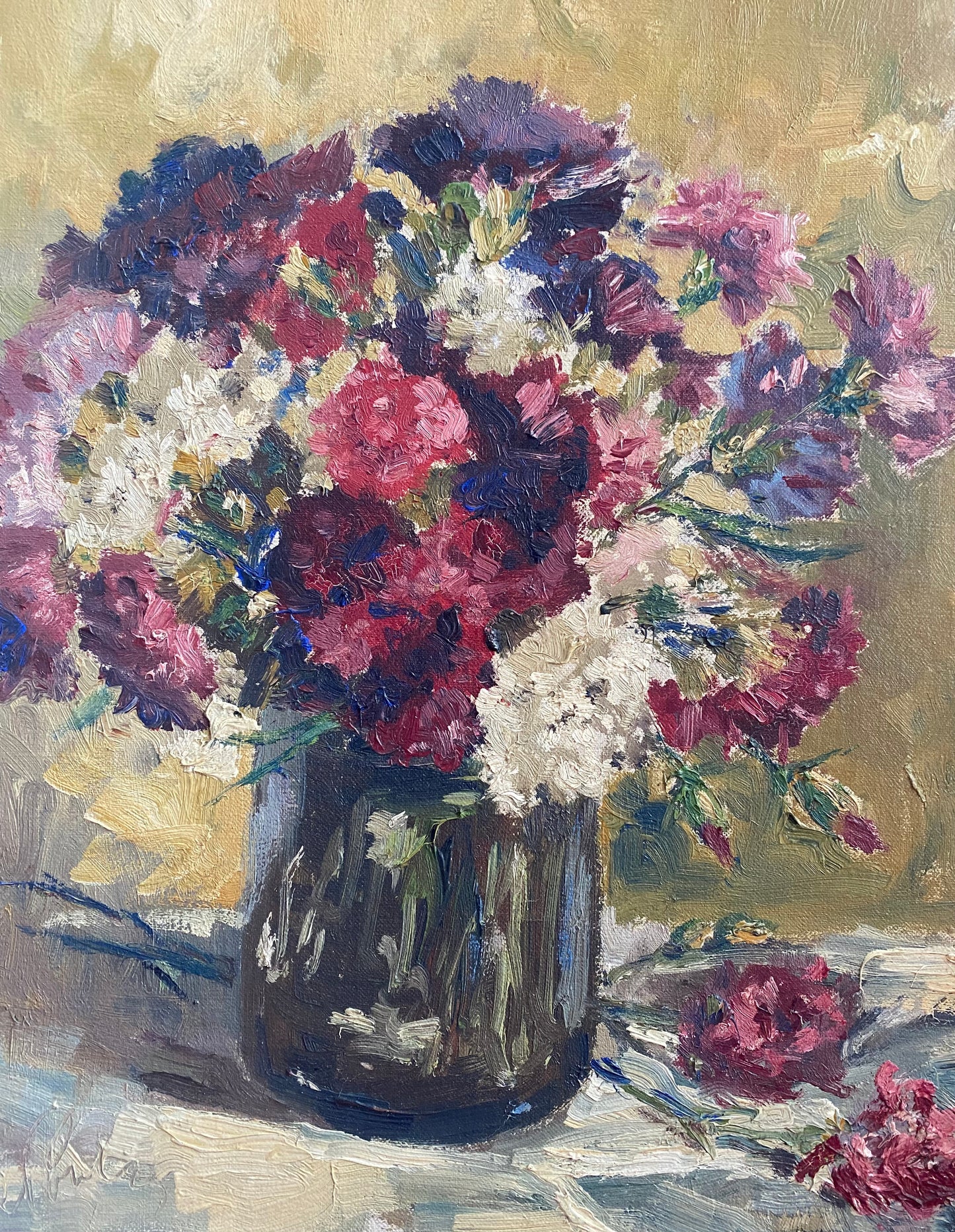 Fuschia Floral Oil Painting
