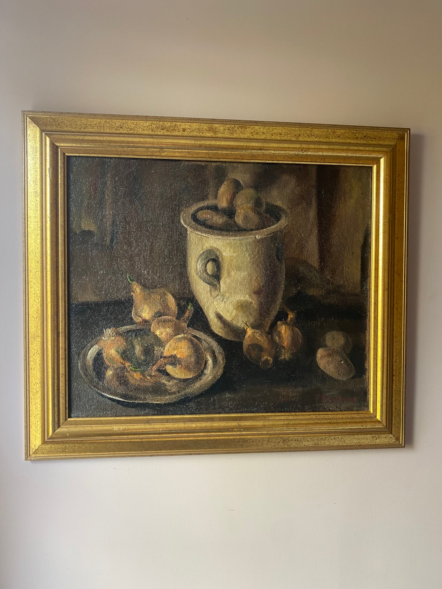 Onion and Potatoes Still Life Oil Painting on Canvas