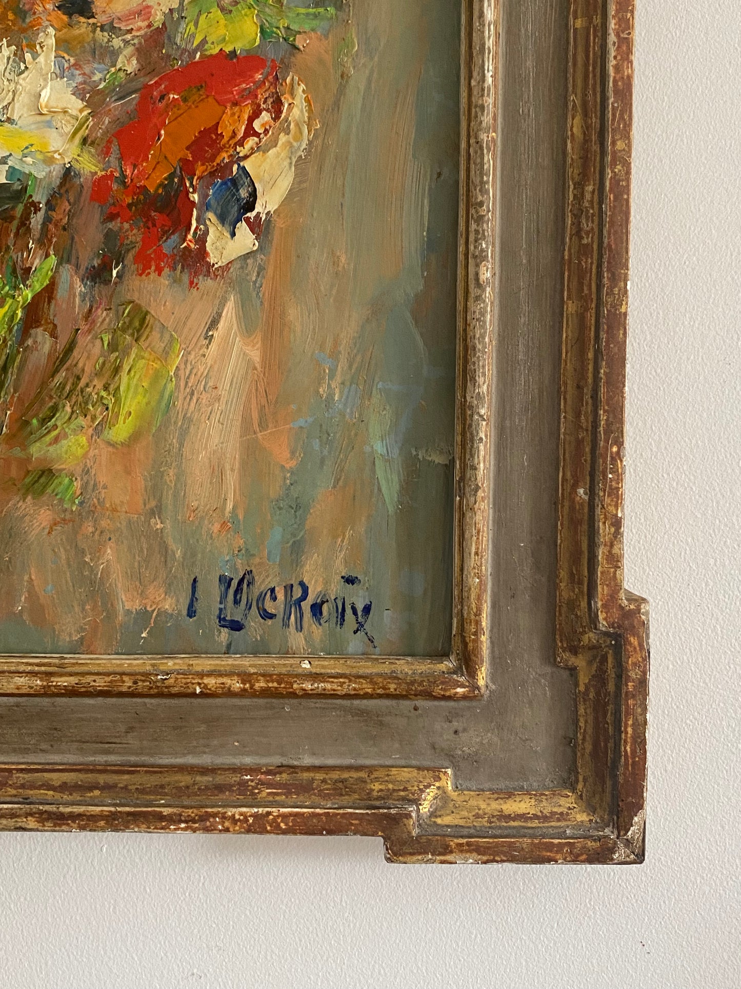 I. Lacroix Bright Spring Florals Oil Painting on Board