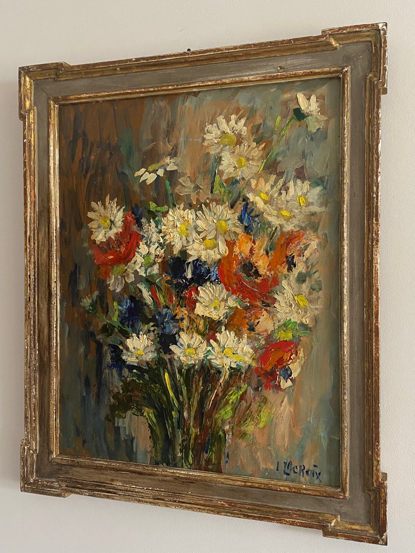 I. Lacroix Bright Spring Florals Oil Painting on Board