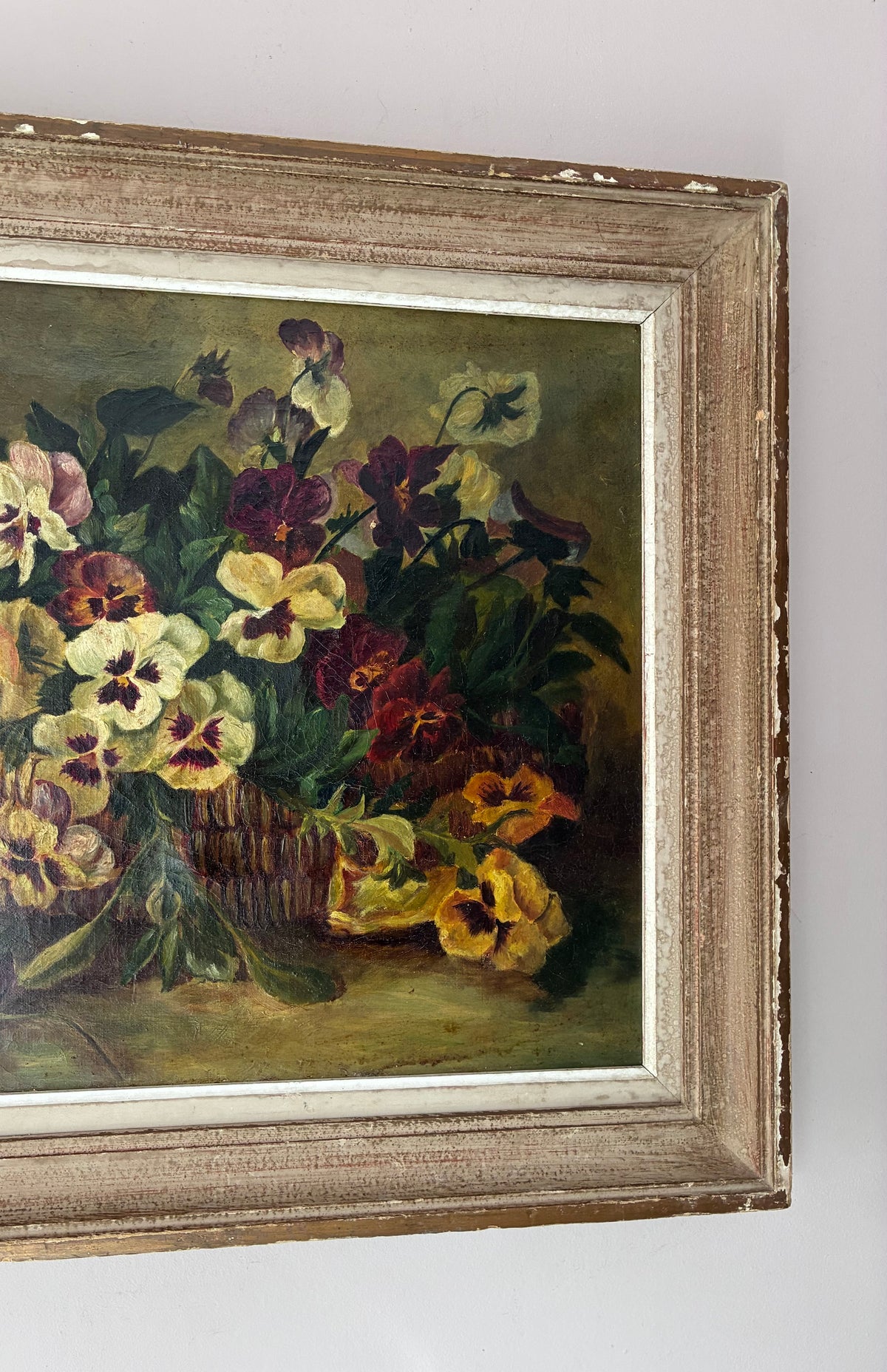 Basket of Pansies Oil Painting