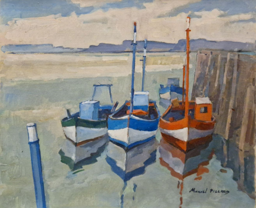 Boats at High Tide Oil Painting on Canvas