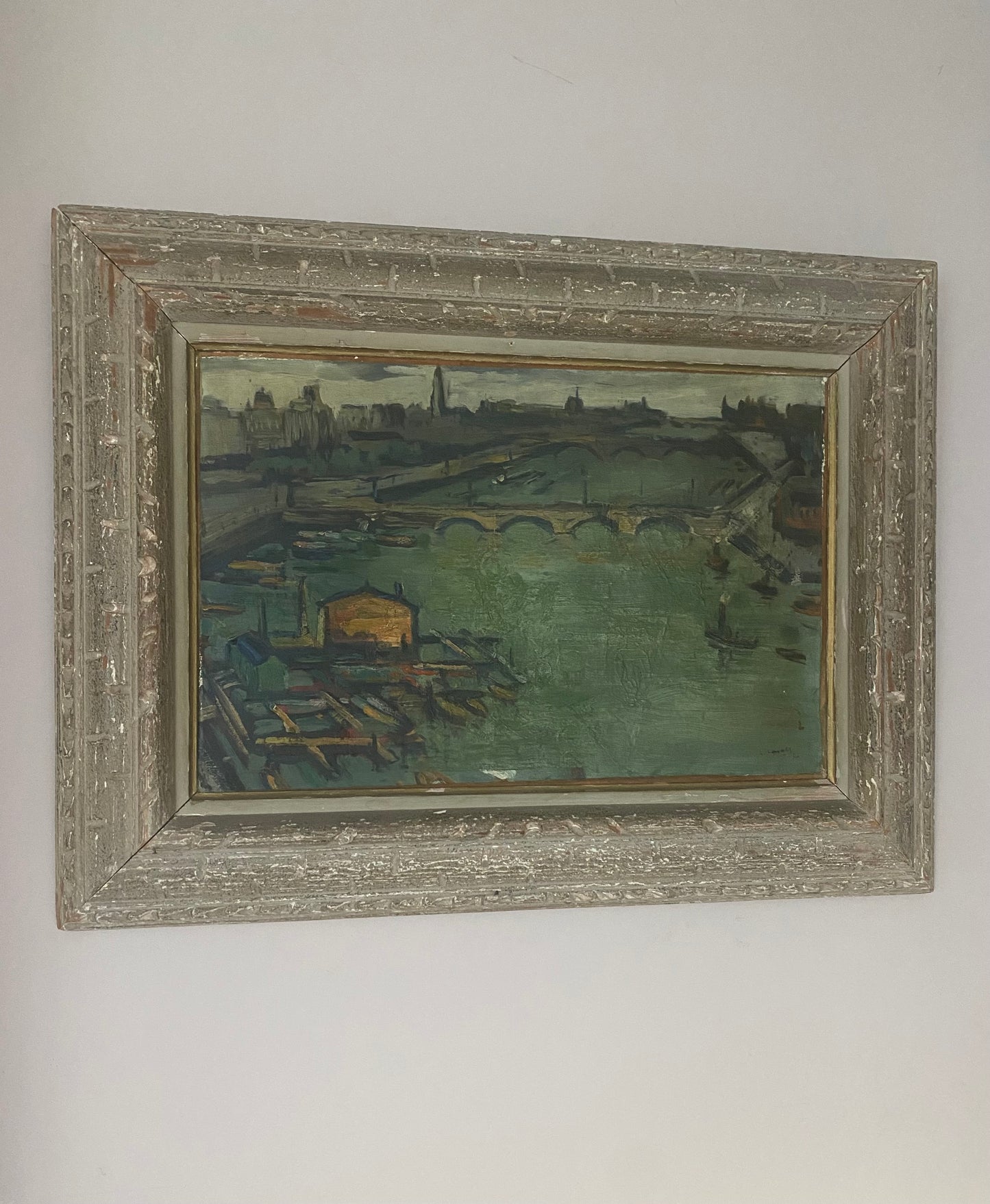 A View of the Seine French Oil Painting