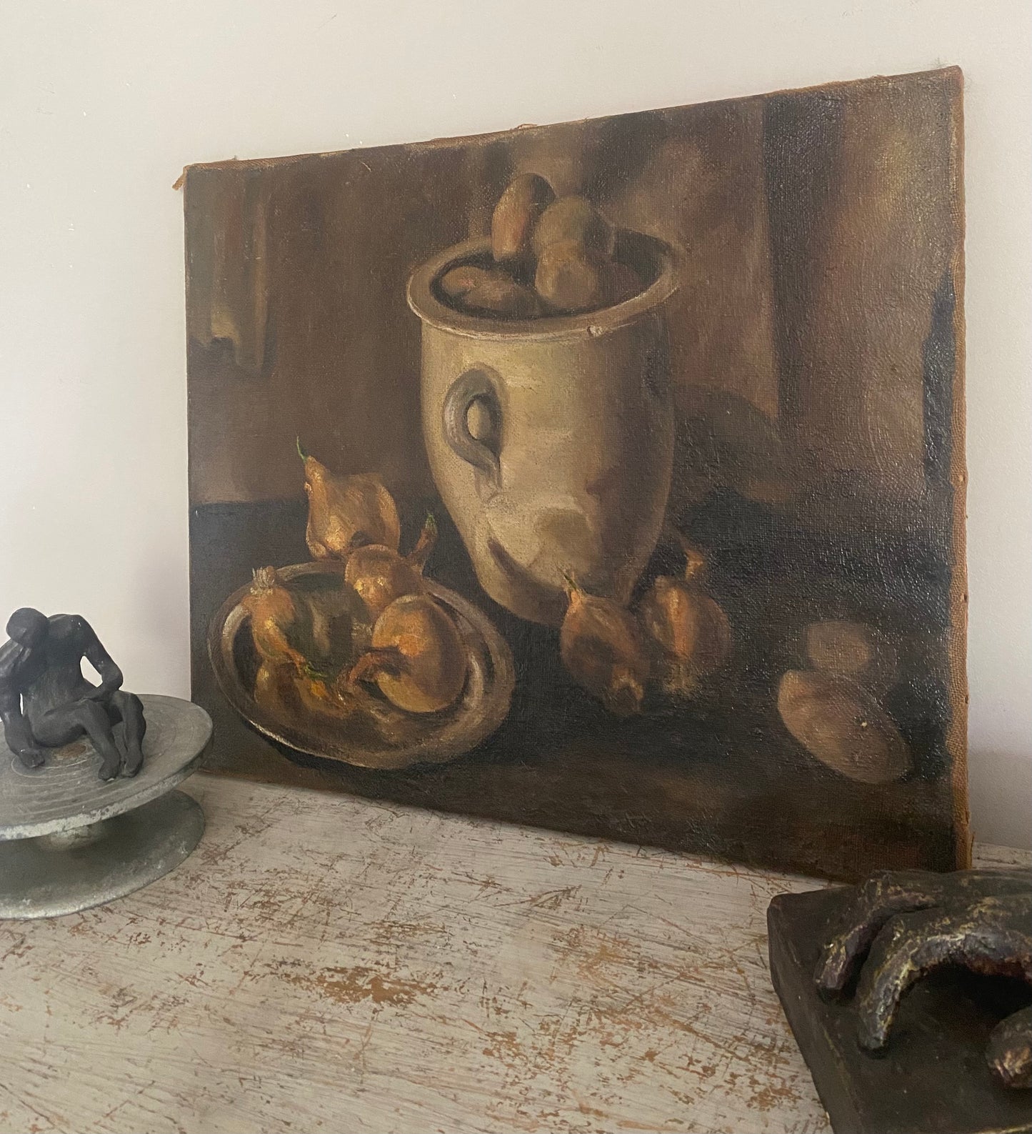 Onion and Potatoes Still Life Oil Painting on Canvas
