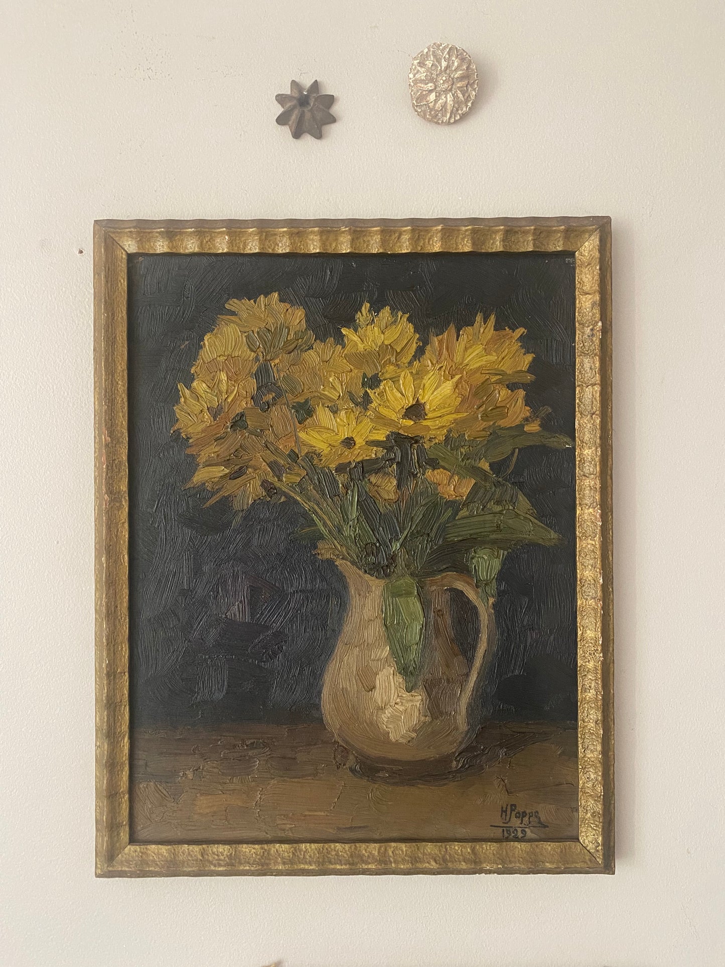 Yellow Flowers in a Vase Oil Painting 1929
