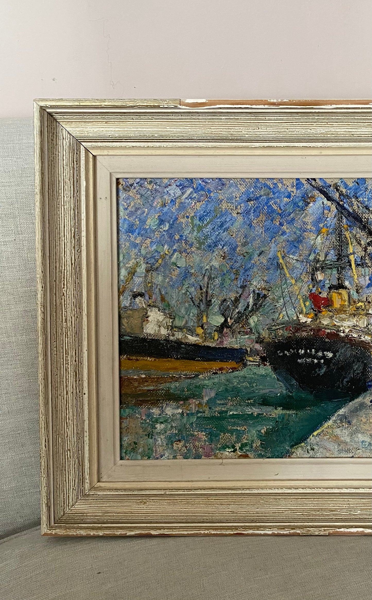 Ships Harbour Oil Painting