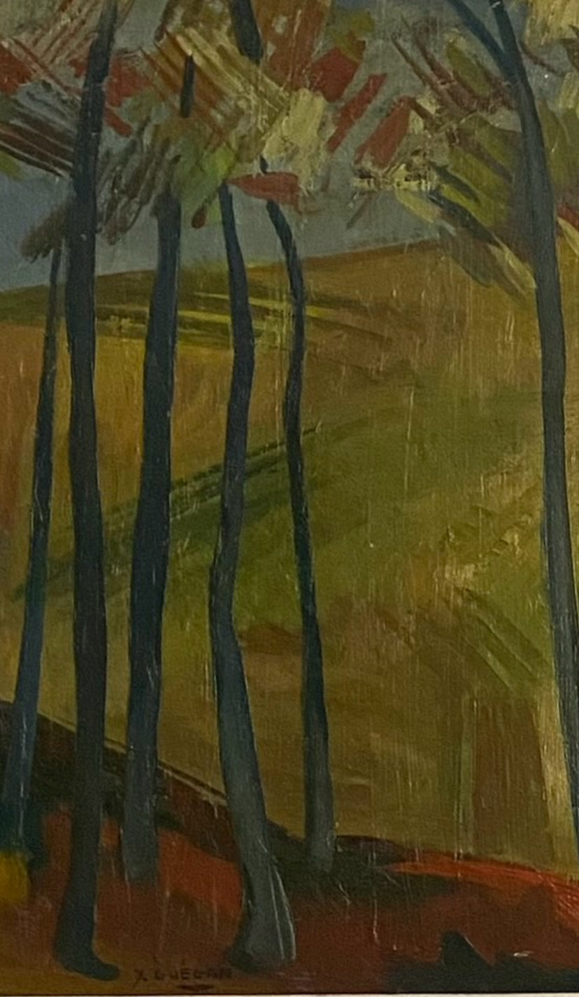 French School Mid Century Forest Oil Painting