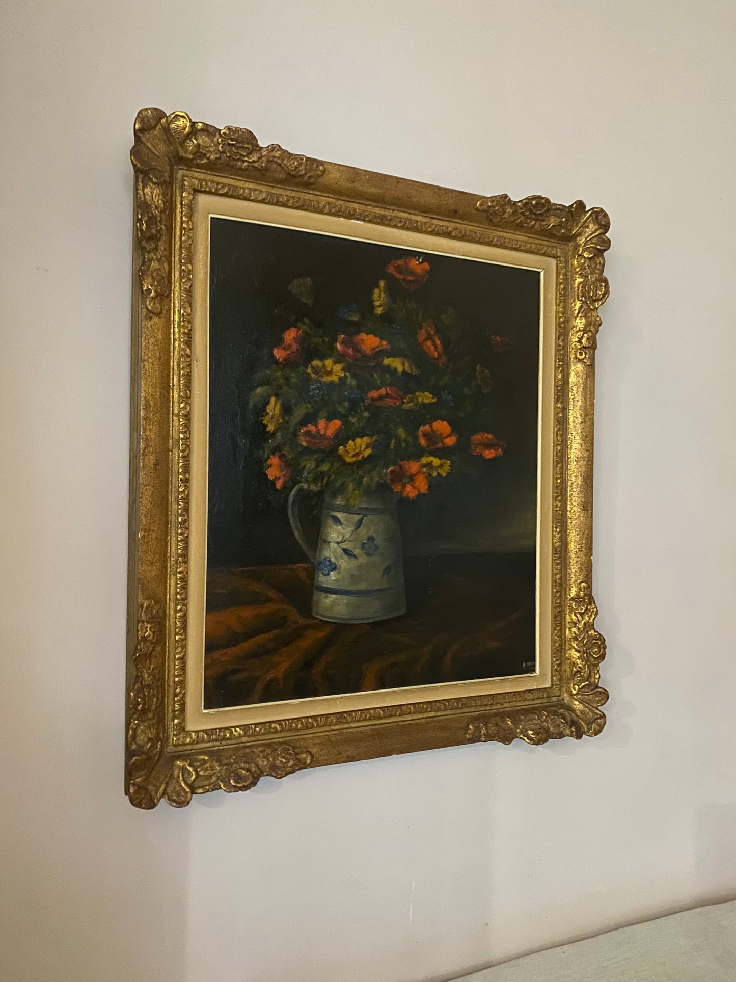Breathtaking Floral Oil Painting in Gilt Frame