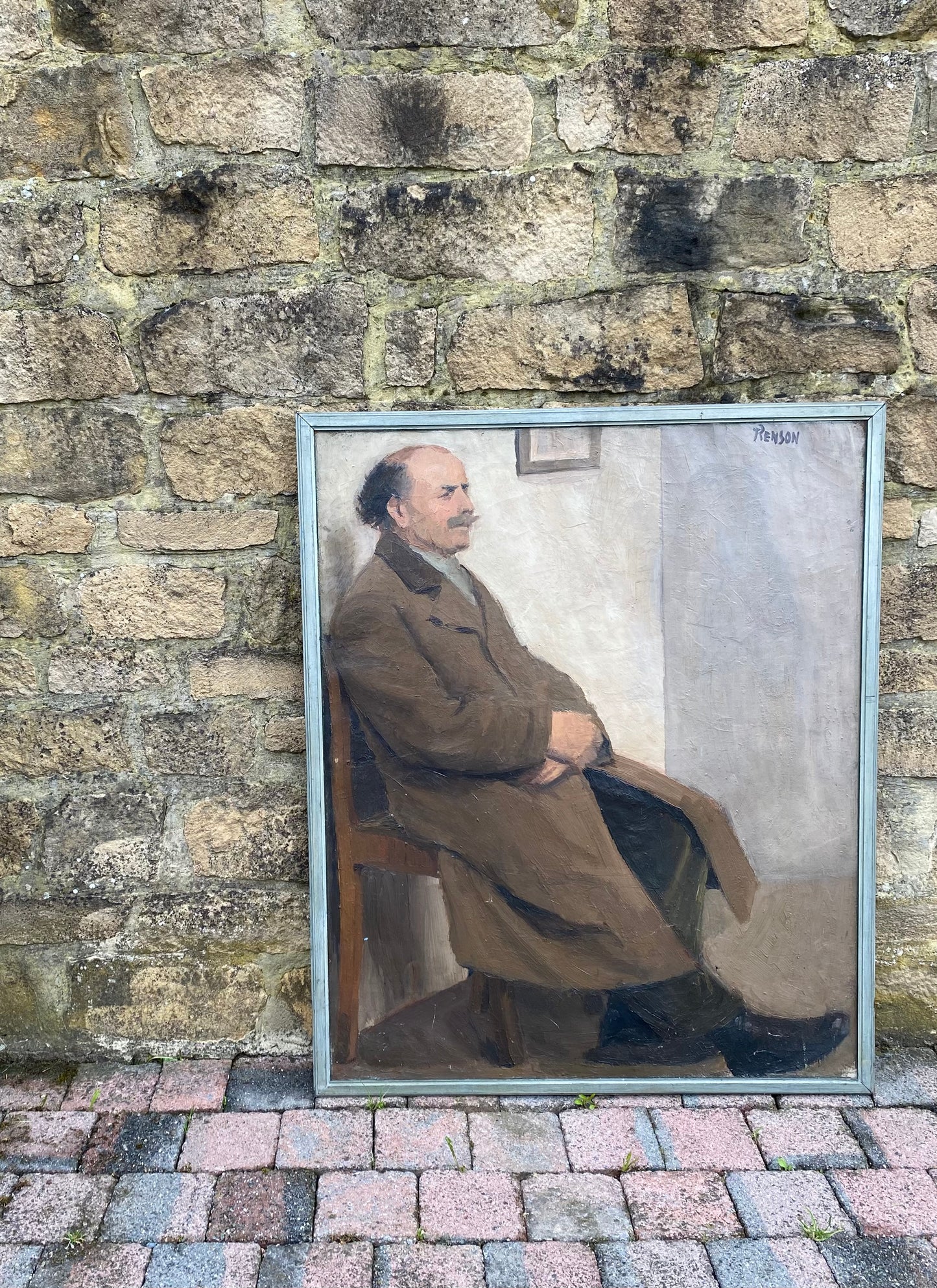 T. Renson The Wait Oil Portrait on Canvas