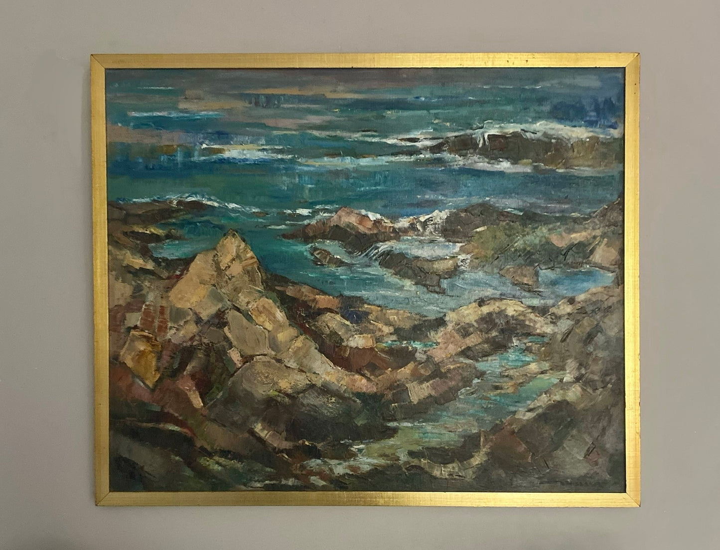 Coastal Rocks Seascape Oil Painting