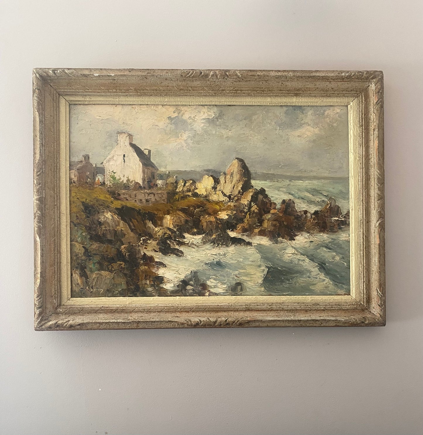 Guerin Rocky Coastal Oil Painting on Canvas