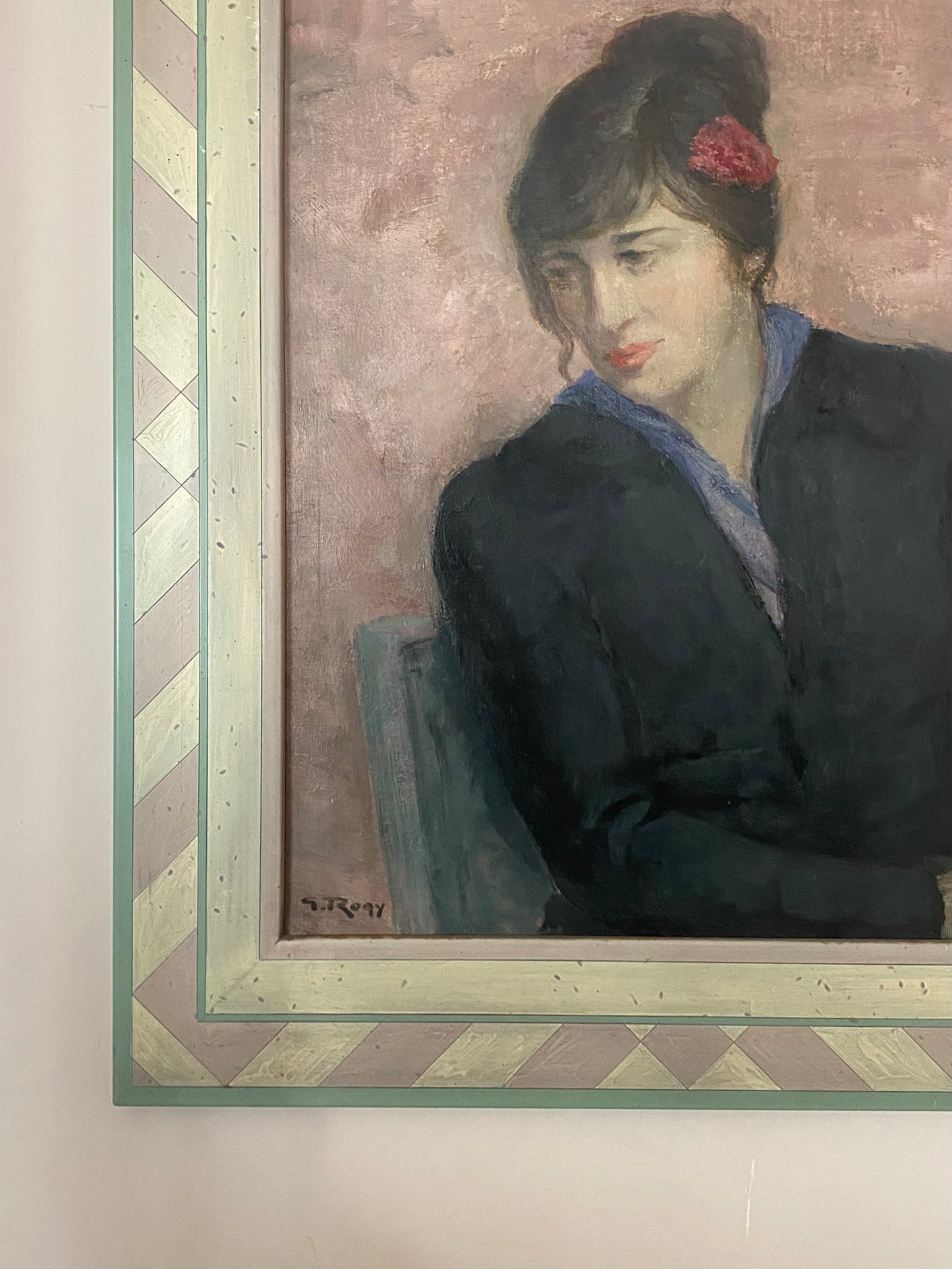 Portrait of a Dame with Fleurs Oil Painting on Canvas