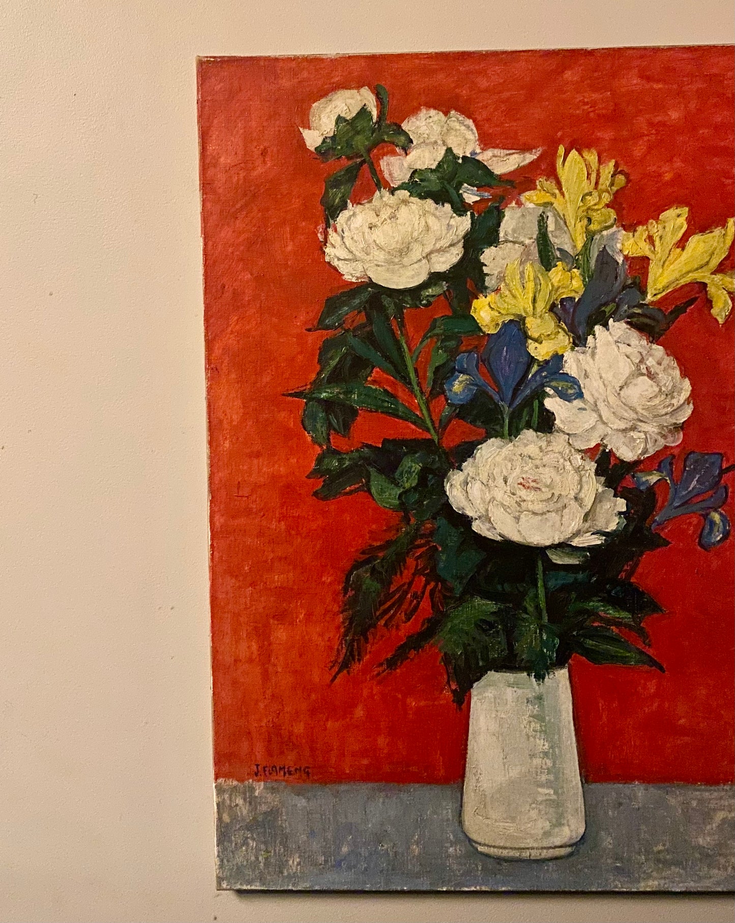 Peonies and Irises Oil Painting on Canvas