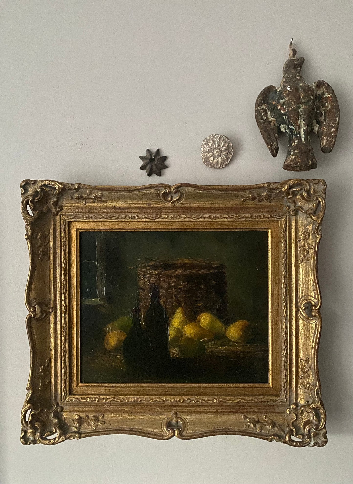 Frans Mortelmans Still Life Pears and the Bottle Basket Oil Painting
