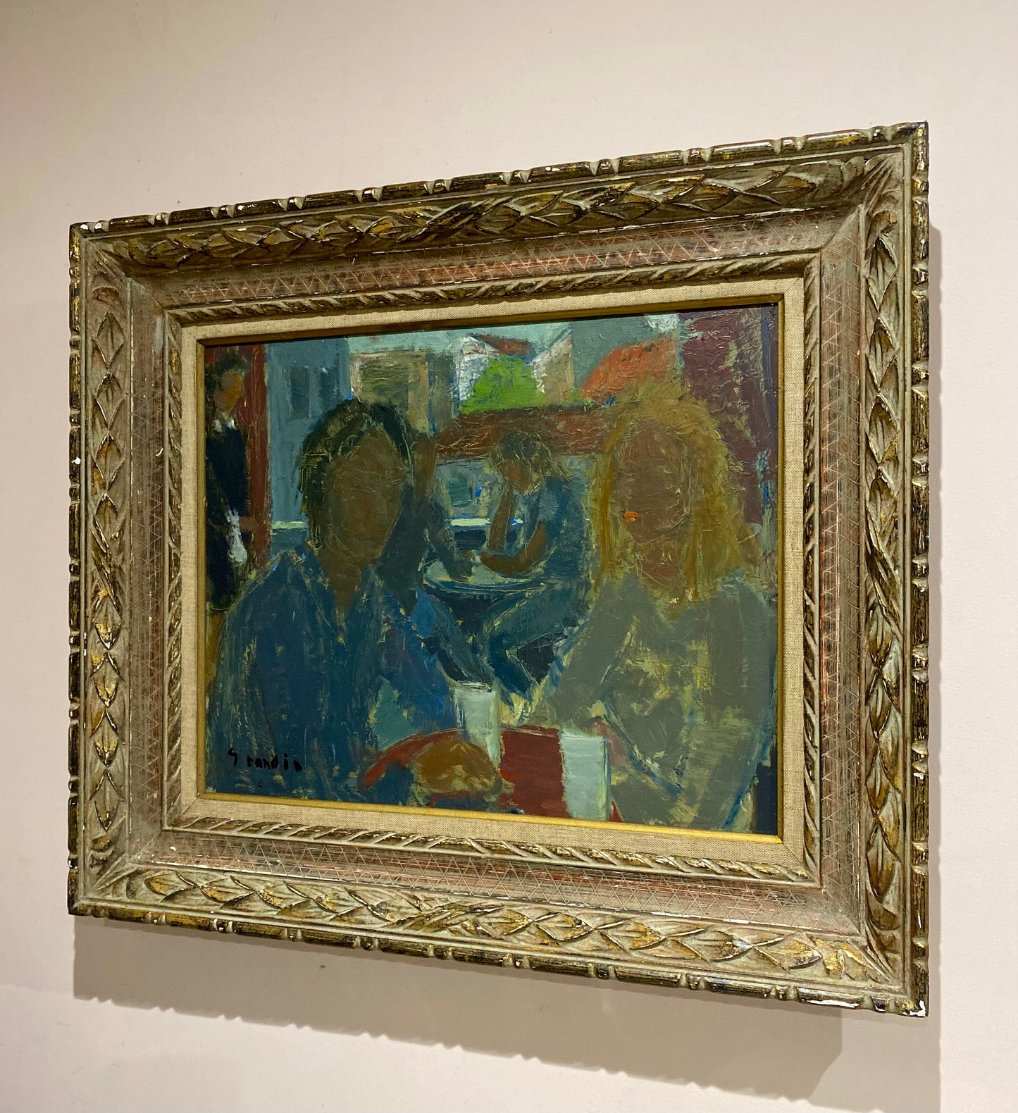 Friends for Coffee Swedish Oil Painting