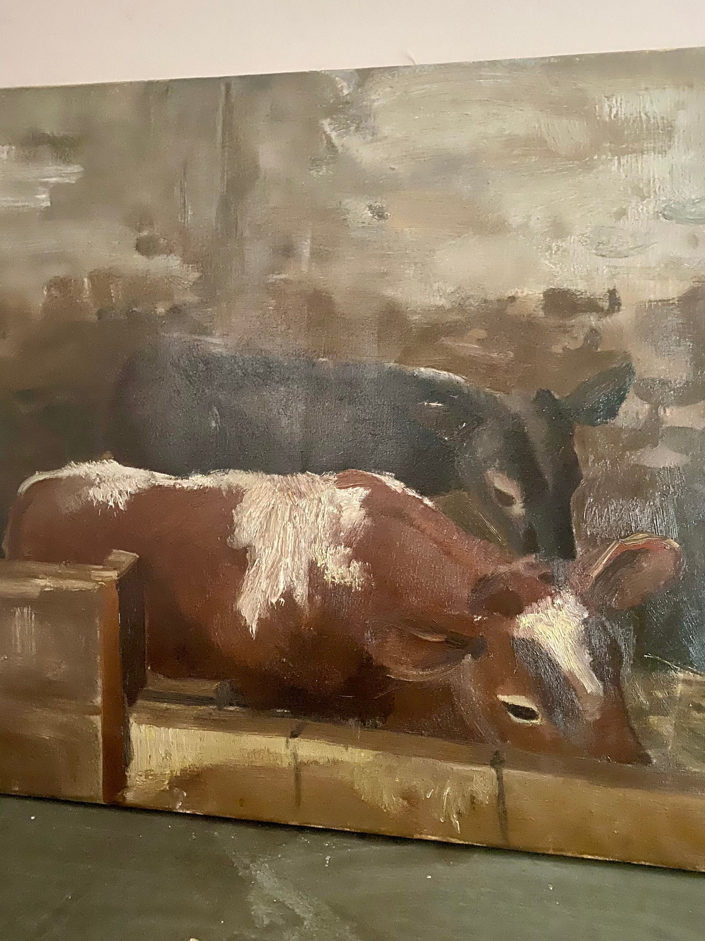Rustic Cows Oil Painting on Canvas