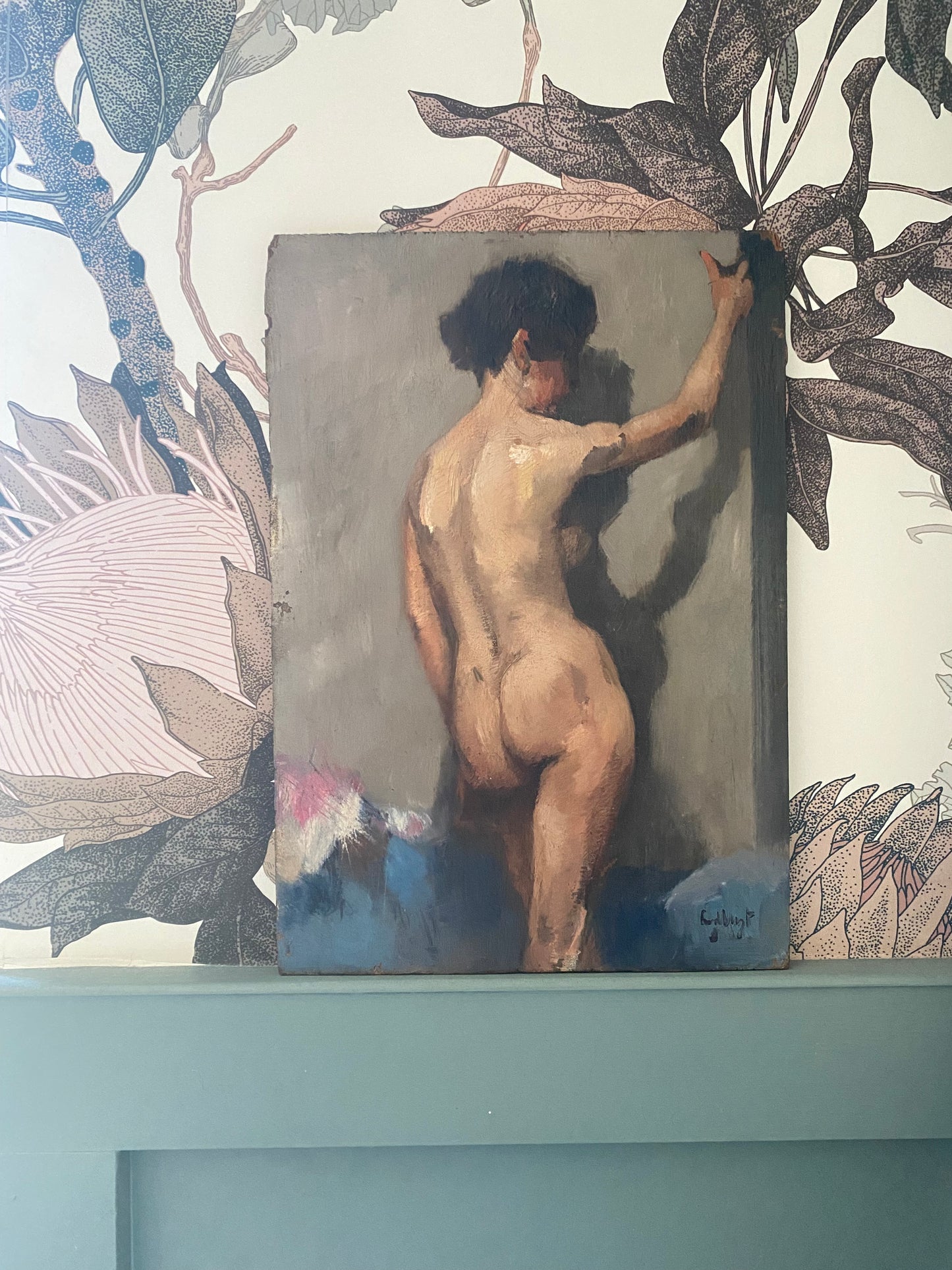 The Shy Nude Oil Painting on Board