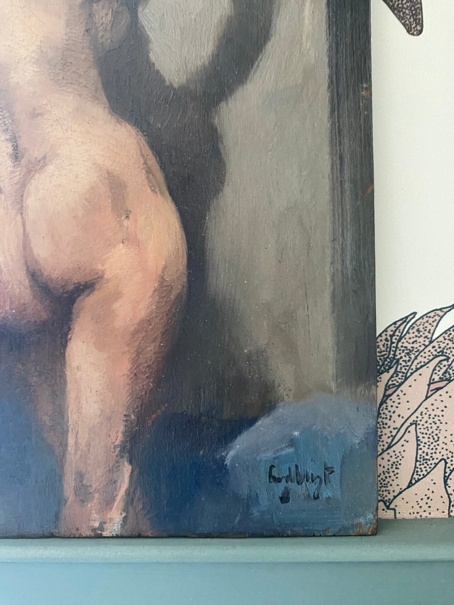 The Shy Nude Oil Painting on Board