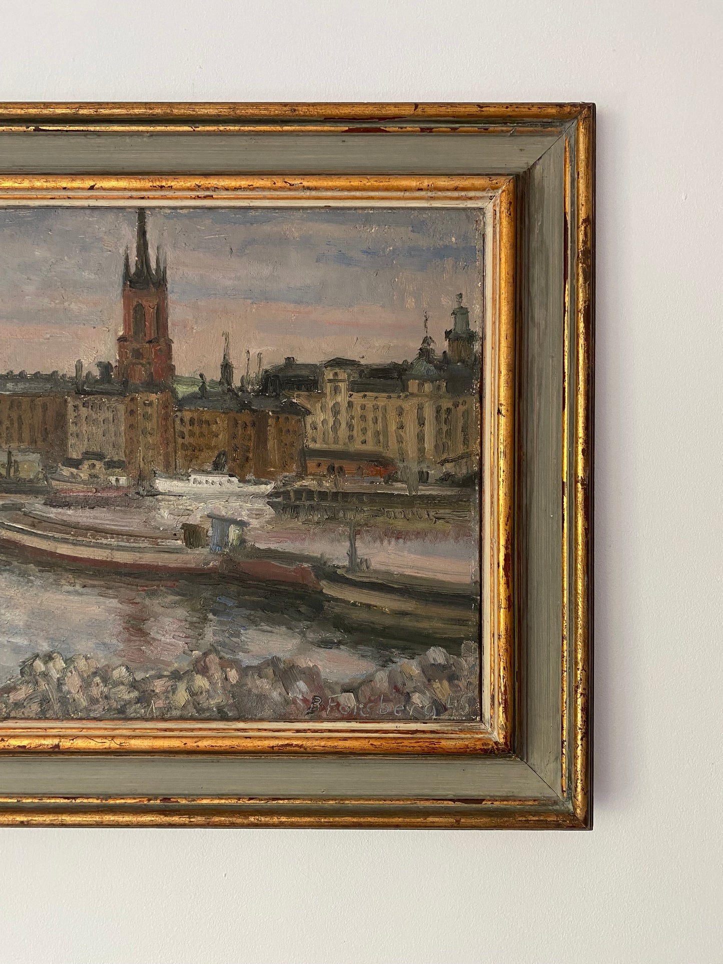 Stockholm from the Water Oil Painting 1945