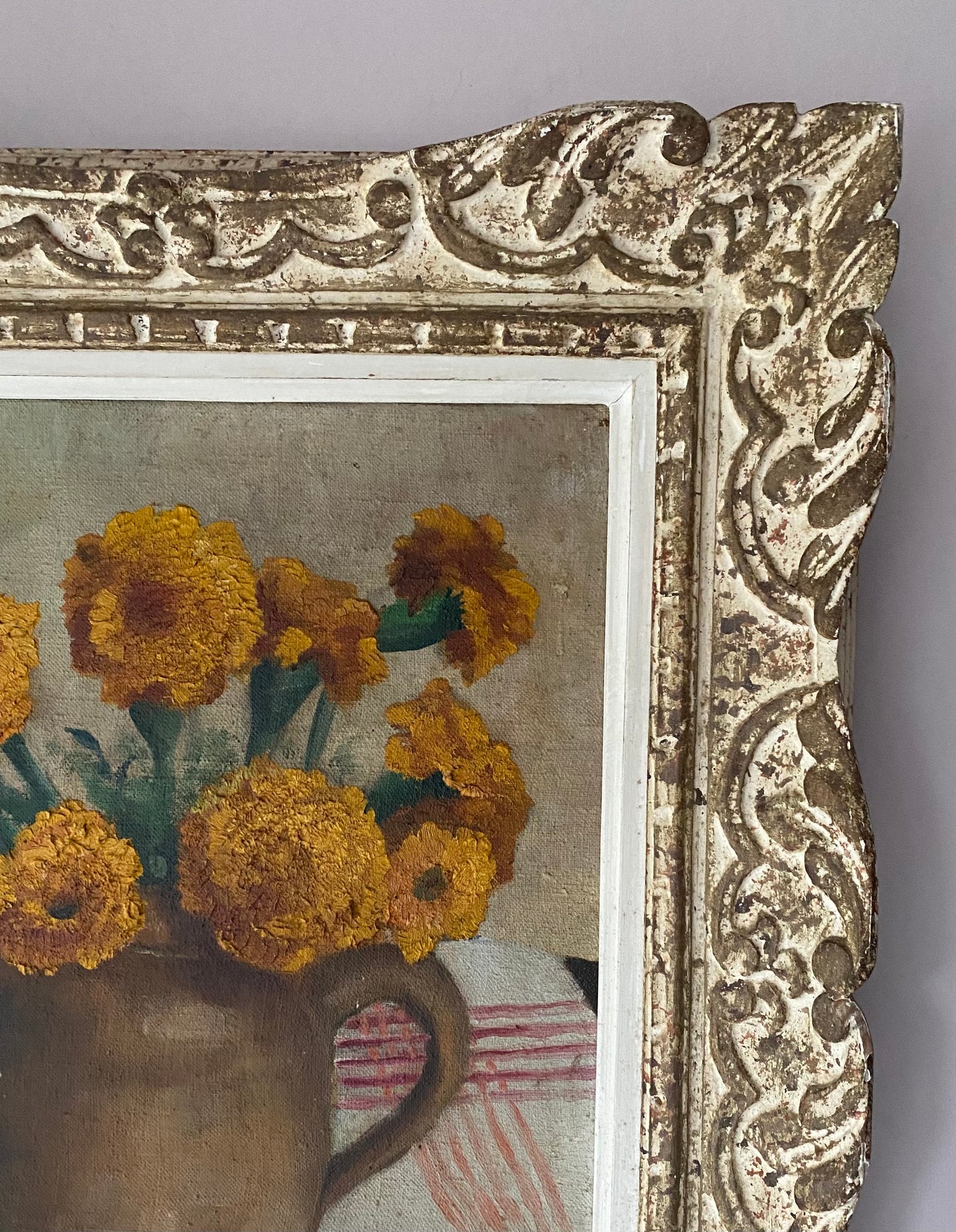 Cheerful Floral Oil Painting on Canvas