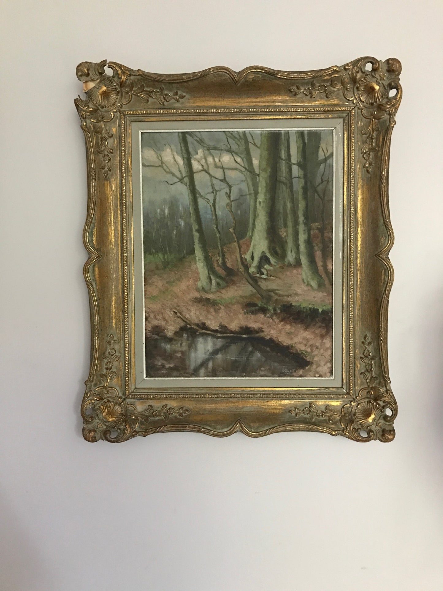 Muted Trees in the Forest Painting - Oil on Canvas
