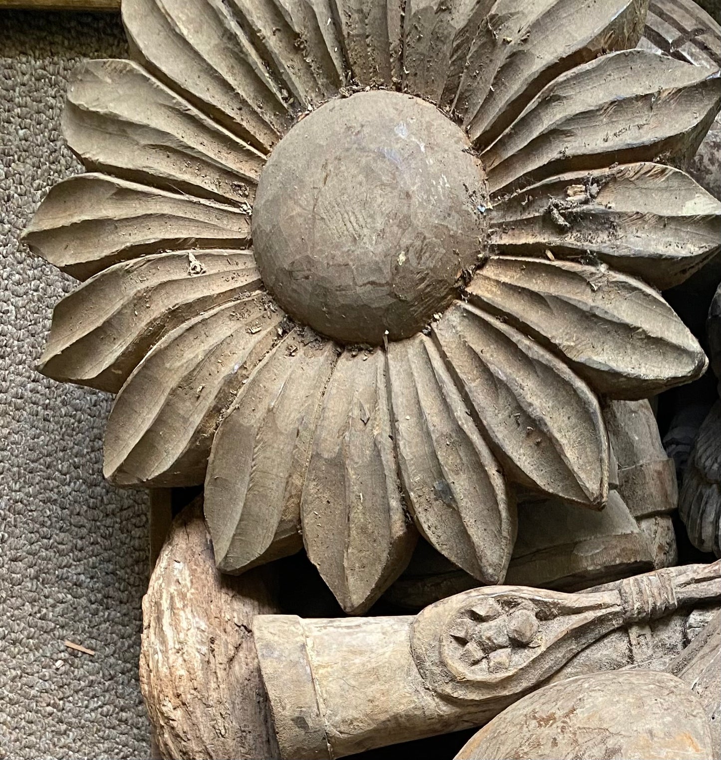 Large French Wooden Daisy Papier Mache Mould