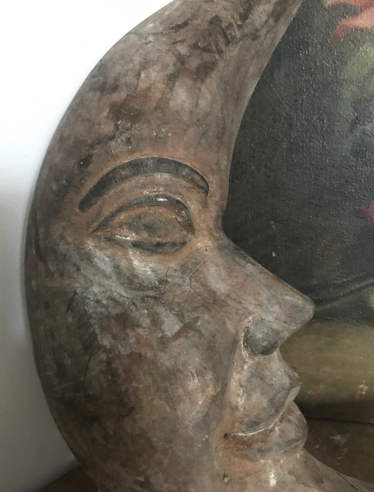 French Wooden Papier Mache Moon