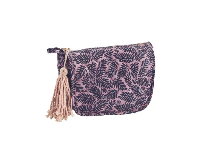 Printed Quilted Washbag with Tassel - Red Nude/Blue