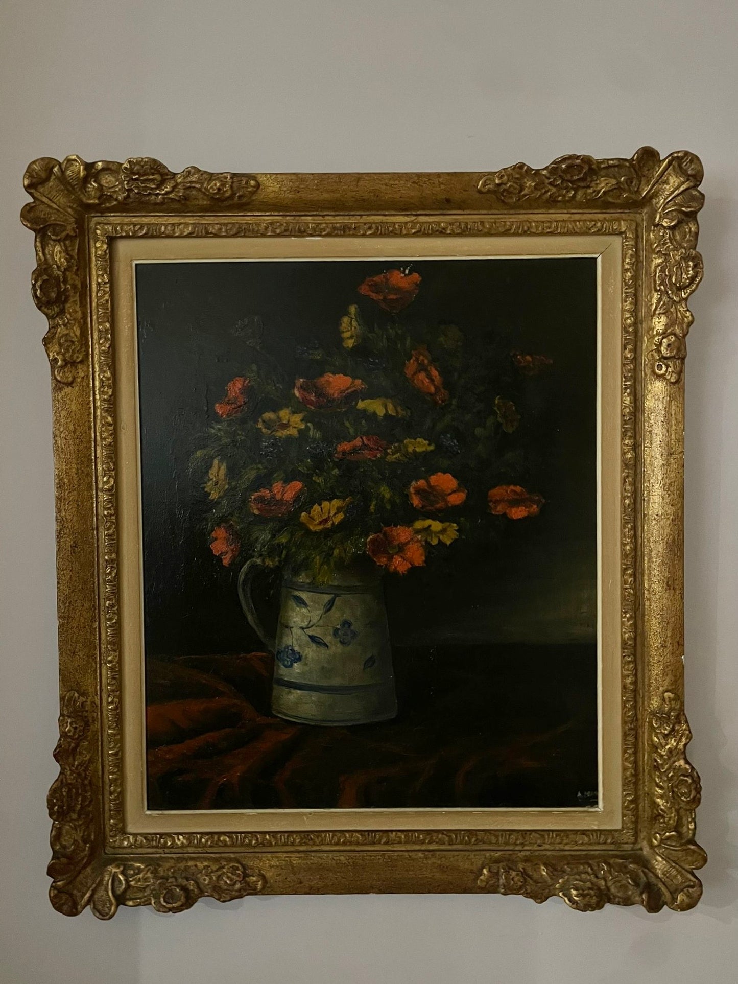 Breathtaking Floral Oil Painting in Gilt Frame