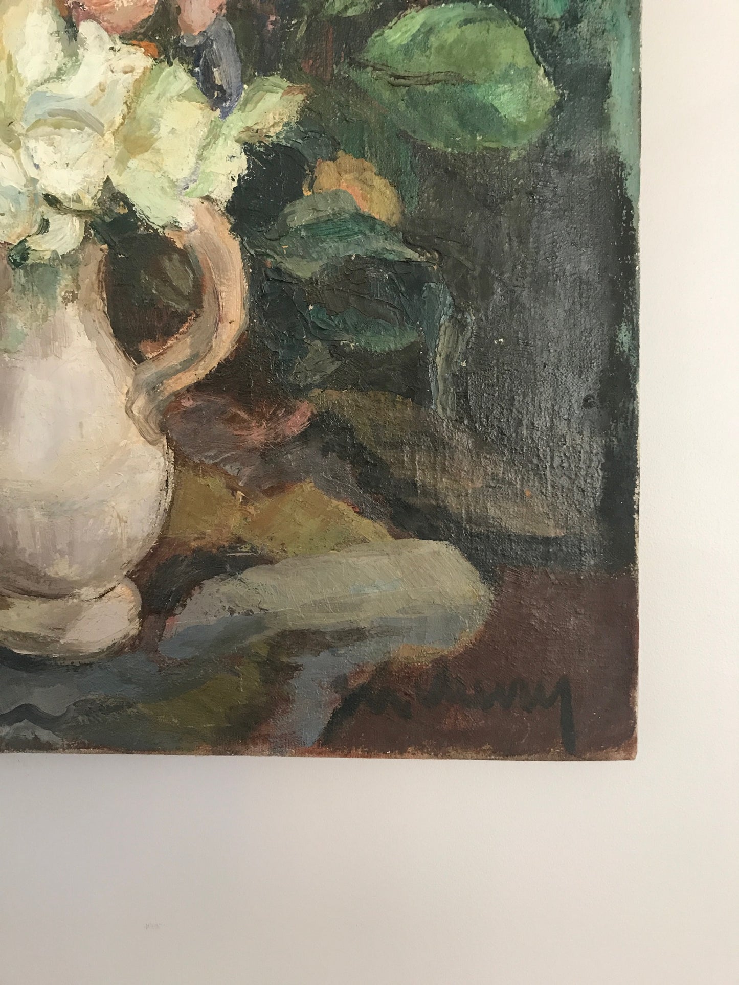 Large French Floral Oil on Canvas