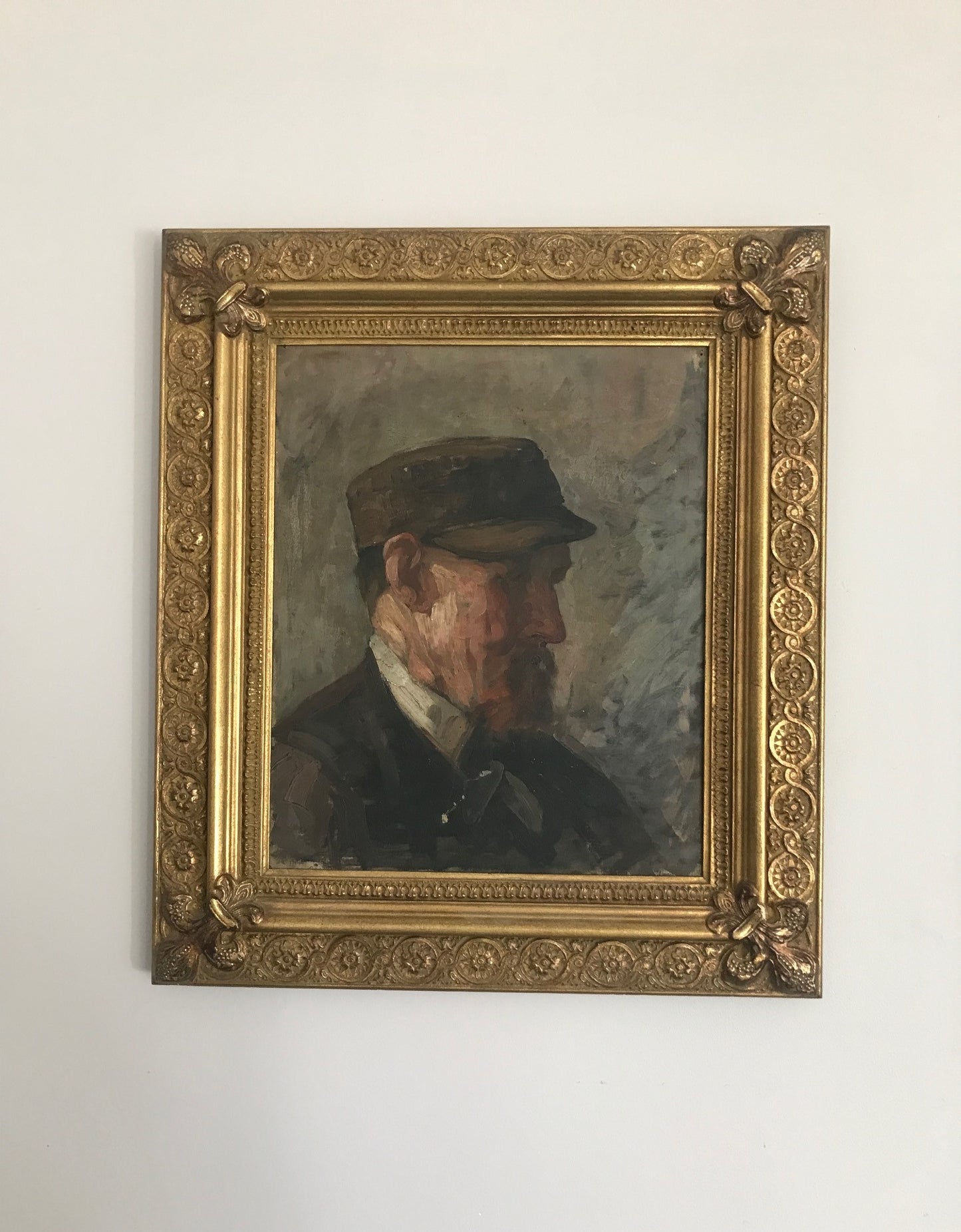 Gentleman in Cap - Oil on Canvas Framed