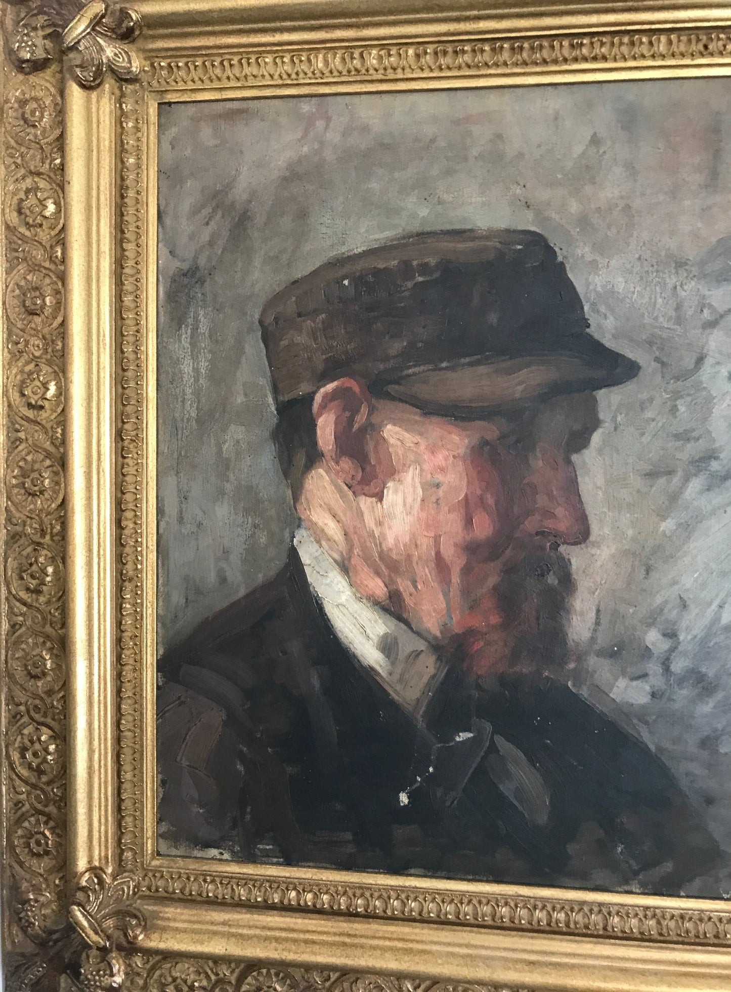 Gentleman in Cap - Oil on Canvas Framed