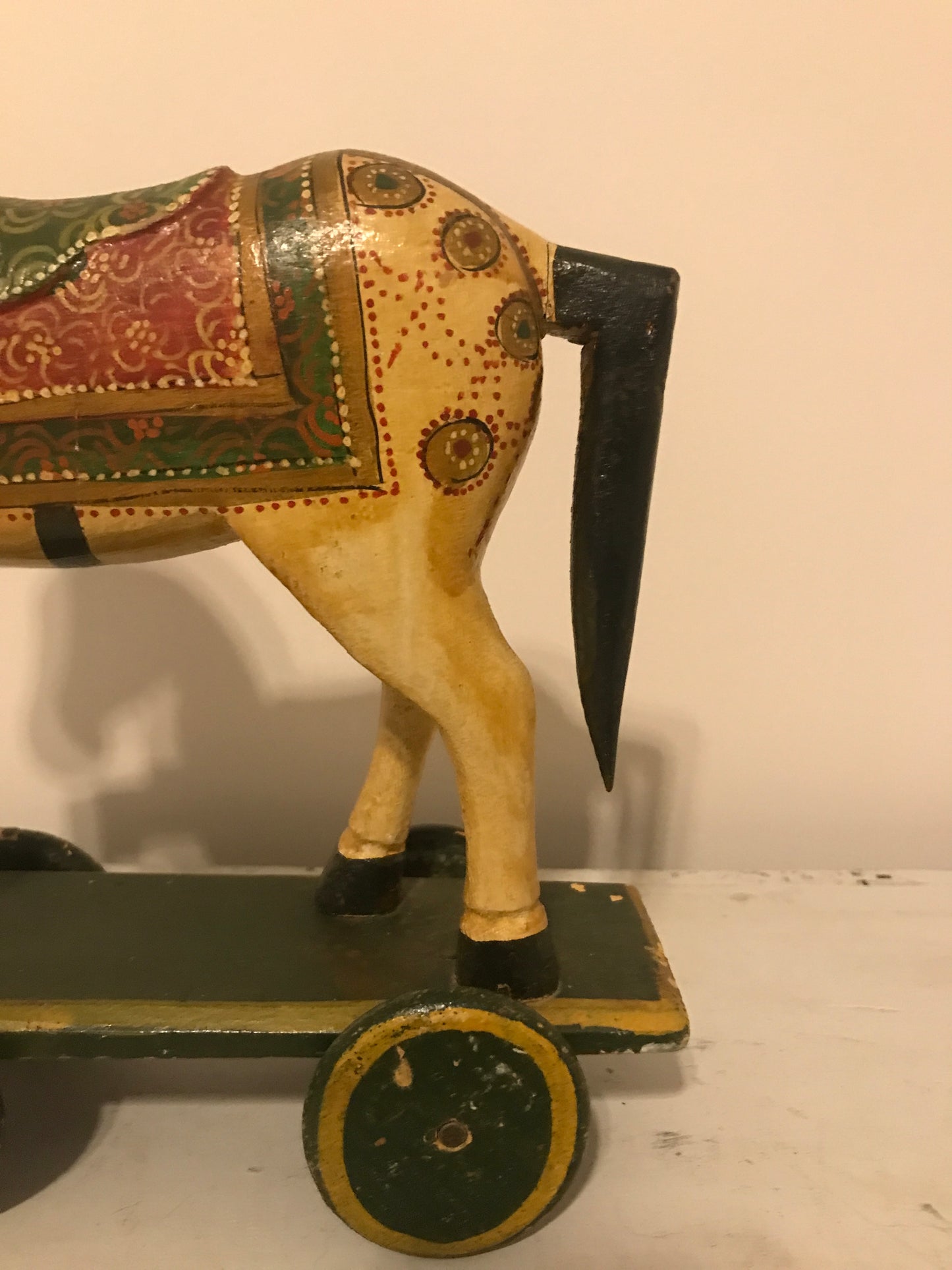 Antique Rare and Beautiful Hand Carved Horse on Wheels