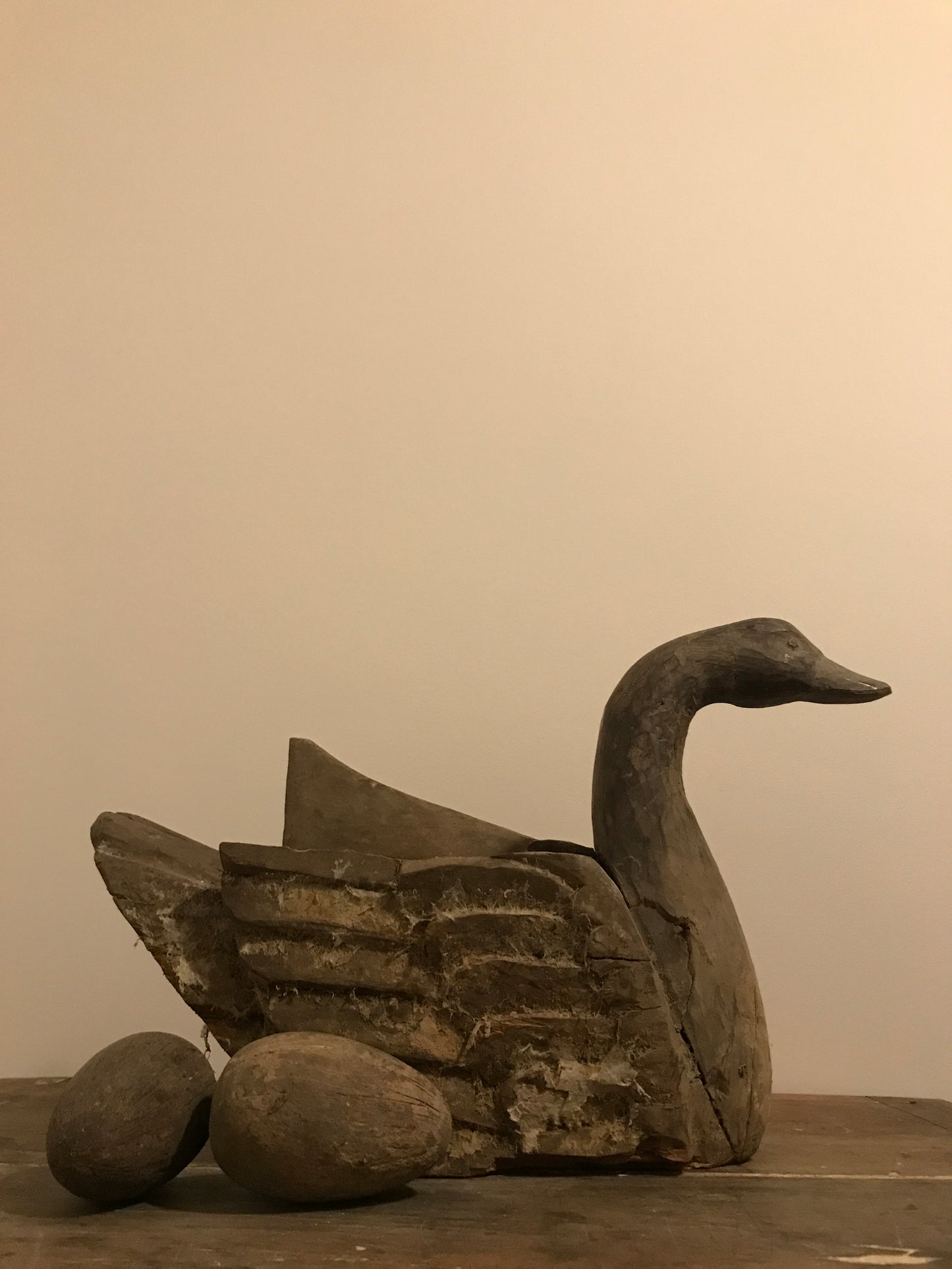 A Large French Wooden Swan - Antique Papier Mache Mold