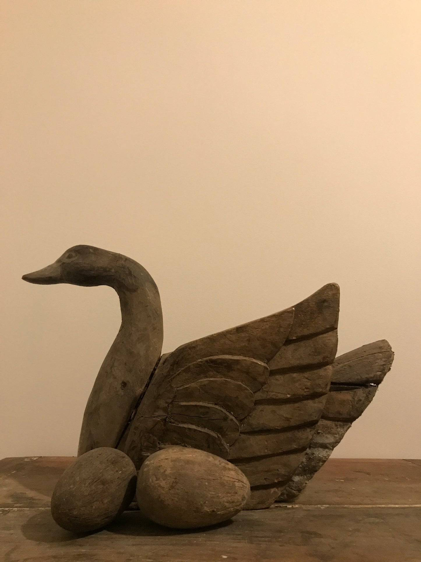 A Large French Wooden Swan - Antique Papier Mache Mold