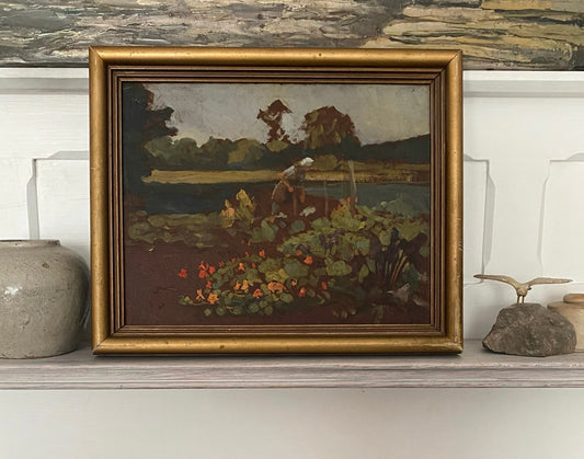 Lady in the Garden 1936 Oil Painting